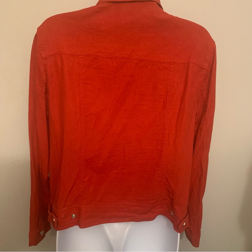 Rachel Zoe Red Zip-Up Linen Casual Utility Style Jacket Sz Large (never worn) - Picture 4 of 14